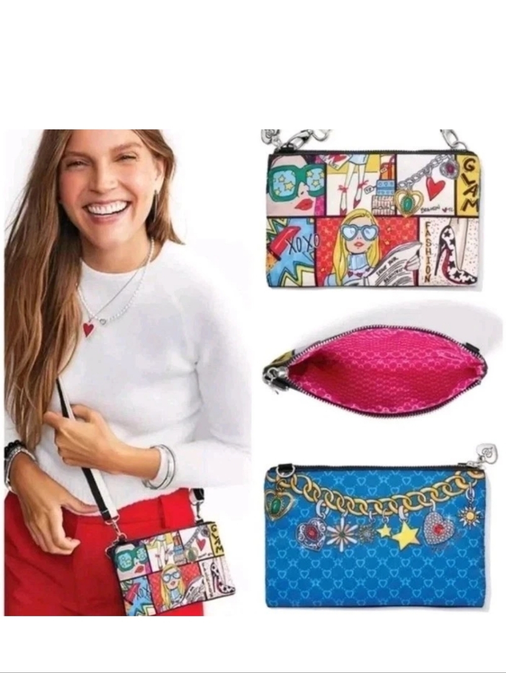 BRIGHTON Glam Girl Cross Body Pouch Purse, Fashionista Print, NWT - Picture 6 of 6